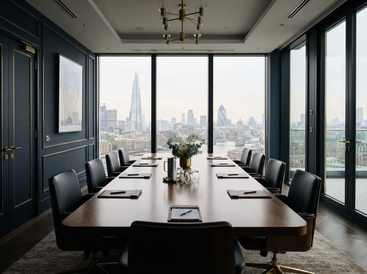A Channel boardroom overlooking the London skyline